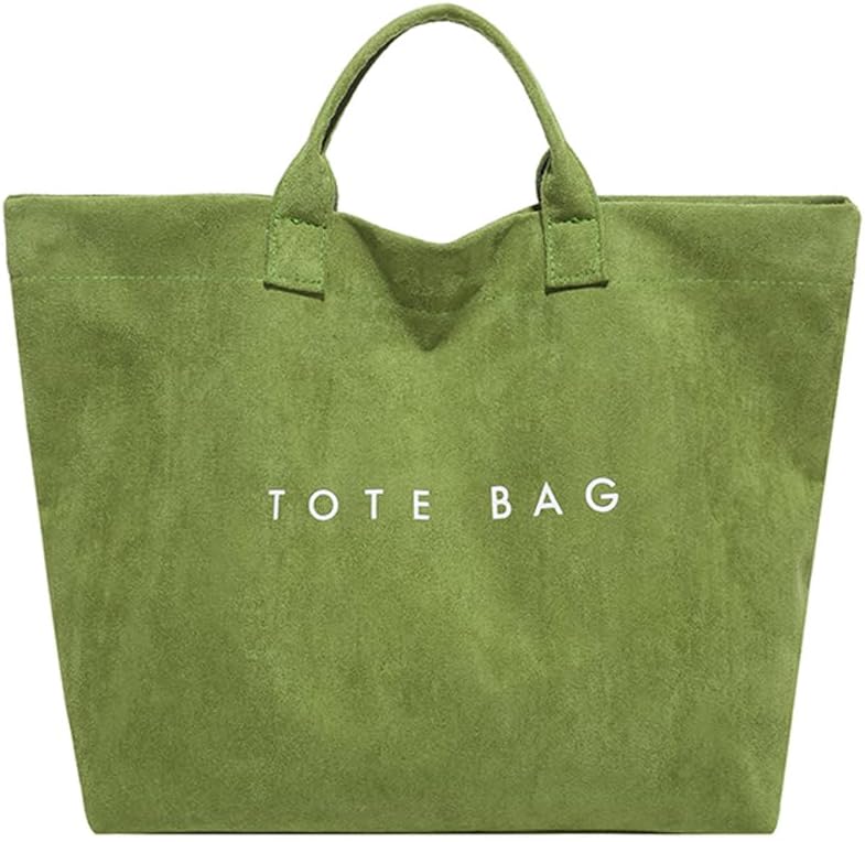 Cohawk Suede Tote Bag for Women Large Soft Tote Bag for Work Travel Letter Print Hobo Bag Fashion Handbag - Image 1